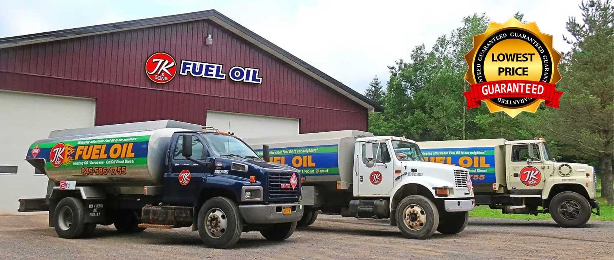 JK and Sons Fuel Oil headquarters and delivery trucks